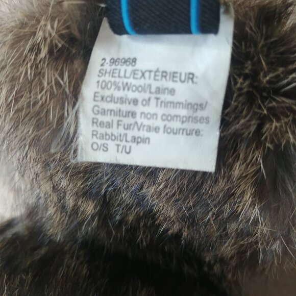 Vintage Nathaniel Cole 100% wool earmuffs cream black brown with fur - Picture 12 of 13